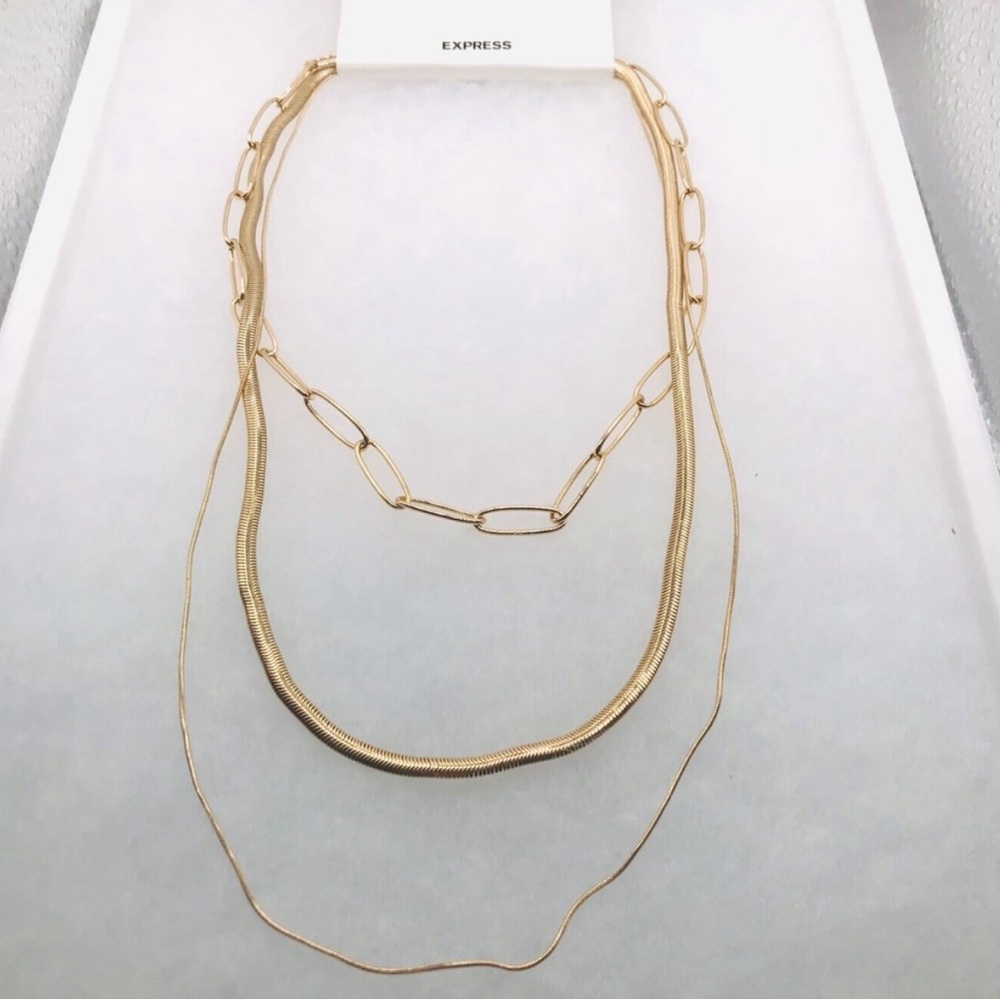 Express Gold Multi Strand Layered Necklace
